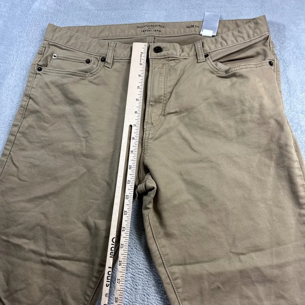 Banana Republic Travel Jean Mens 36x30 Slim Fit Khaki Tan Pants 5-Pocket